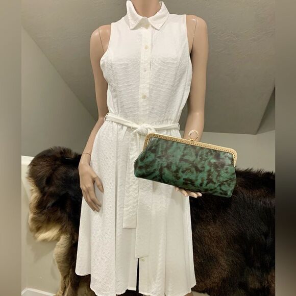 Handsewn Genuine Premium Leather Ring Shaped Push-lock Clutch/Crossbody - Picture 5 of 16